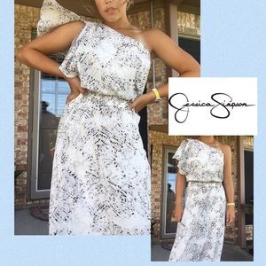 JESSICA SIMPSON one shoulder maxi dress